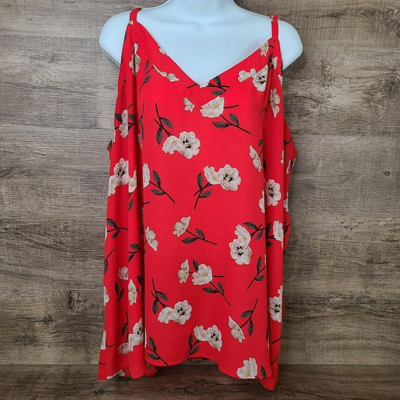 Torrid Sophi Georgette Swing Cami Tank Top Sz 3 Sleeveless Blouse Pink Floral - Picture 2 of 10